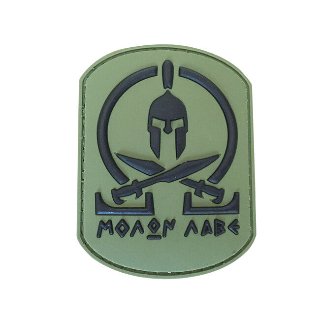 WARAGOD 3D Spartan Molon Labe našivak 7x5.3cm, maslinasto zeleni