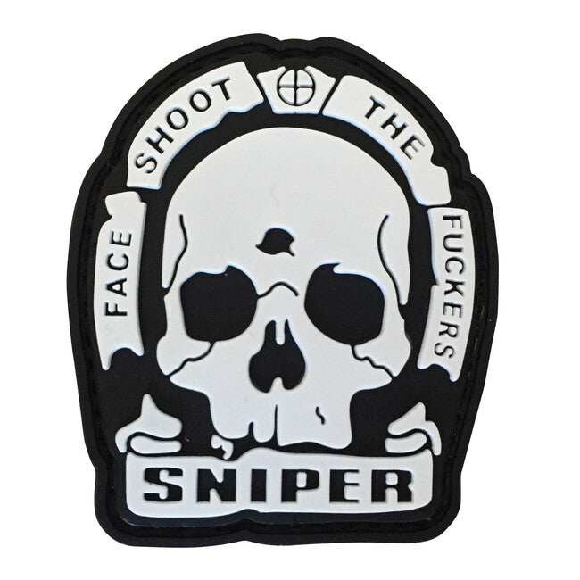 WARAGOD Face Shoot The Fuckers našivak PVC patch black and white, crni i bijeli