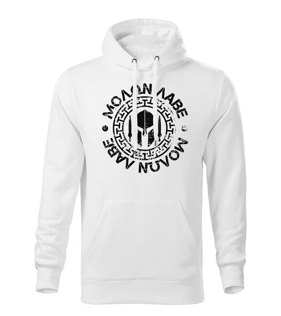 DRAGOWA Molon Labe muški pulover s kapuljačom 320 g/m², bijeli