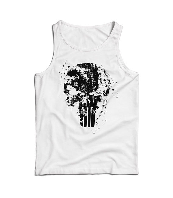 DRAGOWA Frank The Punisher muška majica bez rukava 160 g/m², bijela