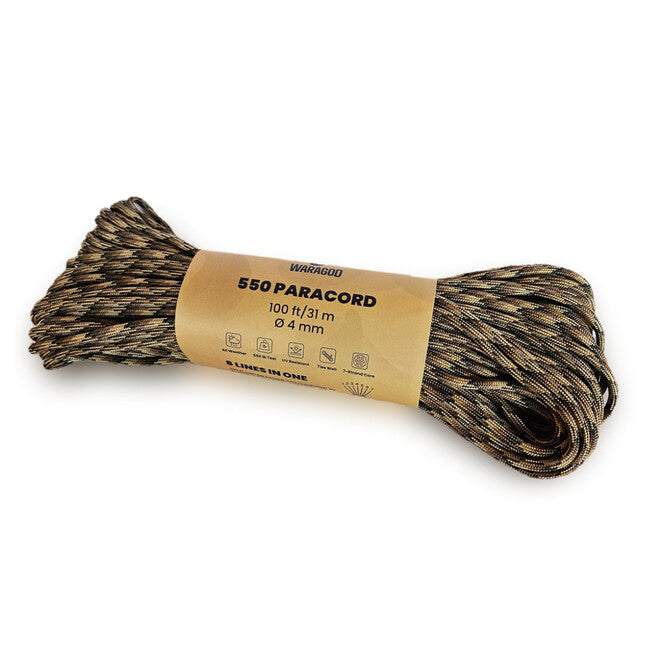 WARAGOD Paracord 550 uže promjera 4 mm, camo coyote, 31 m