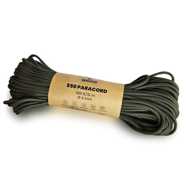 WARAGOD Paracord 550 uže 31 m promjera 4 mm, zeleno