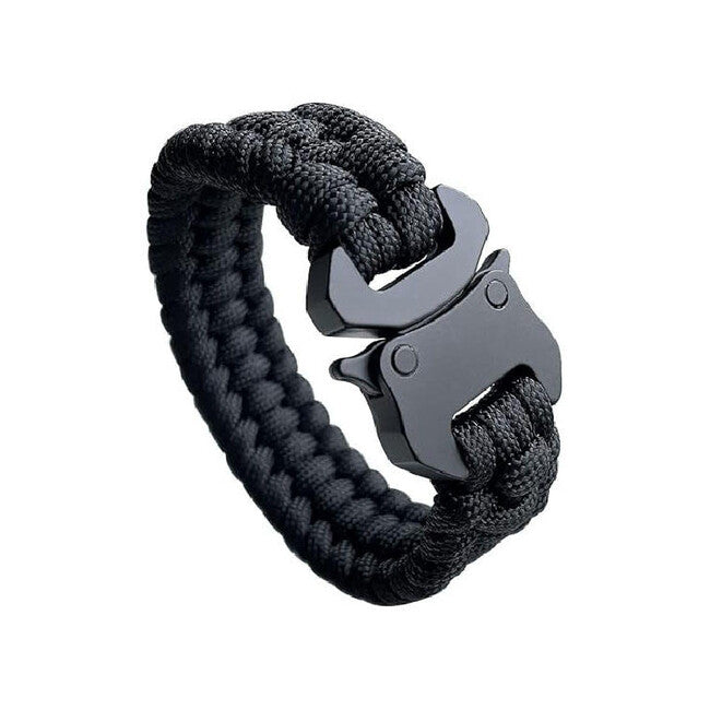 WARAGOD Paracord narukvica s metalnim klipom Avär, crna
