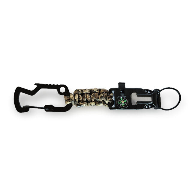 WARAGOD Laito paracord survival multifunkcionalni privjesak za ključeve 8 u 1 multifunkcionalni, camo coyote