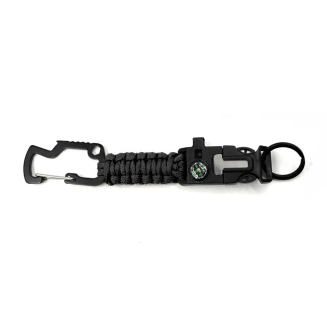 WARAGOD Paracord Laito multifunkcionalni privjesak za ključeve 8 u 1 survival multifunkcionalni, crni