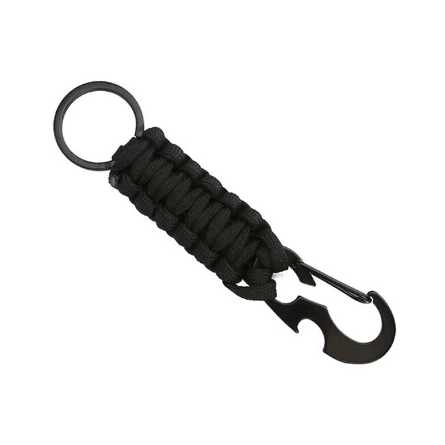 WARAGOD Sanya paracord survival multifunkcionalni privjesak za ključeve 4 u 1 multifunkcionalni, crni