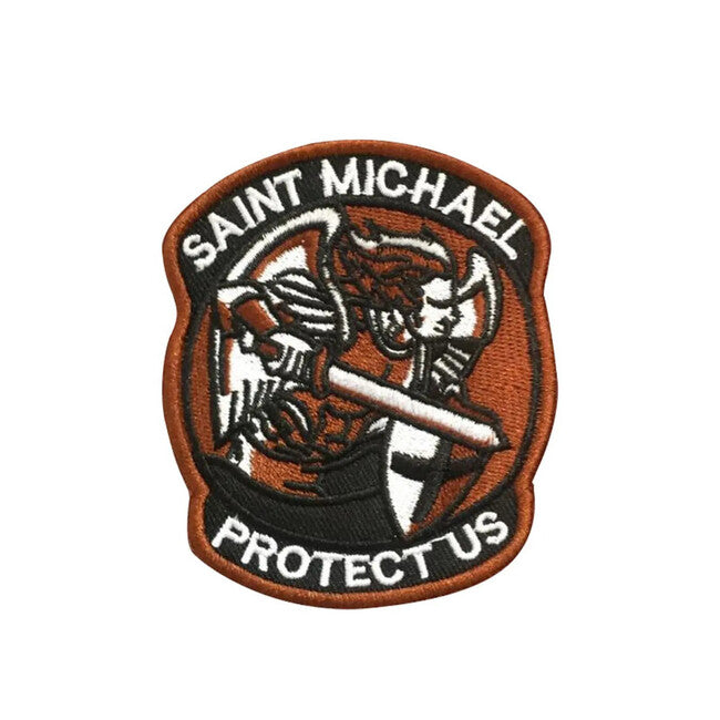 WARAGOD Vezeni našivak Saint Michael Protect Us, smeđi