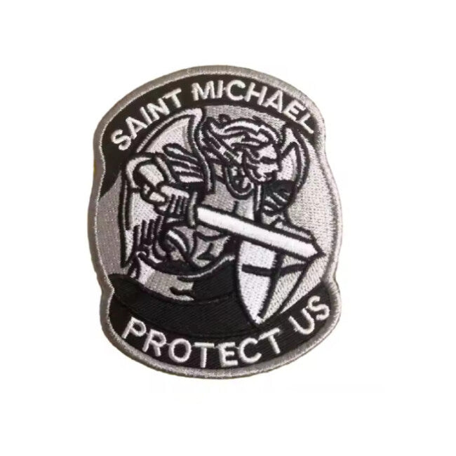 WARAGOD Saint Michael Protect Us vezeni našivak, sivi