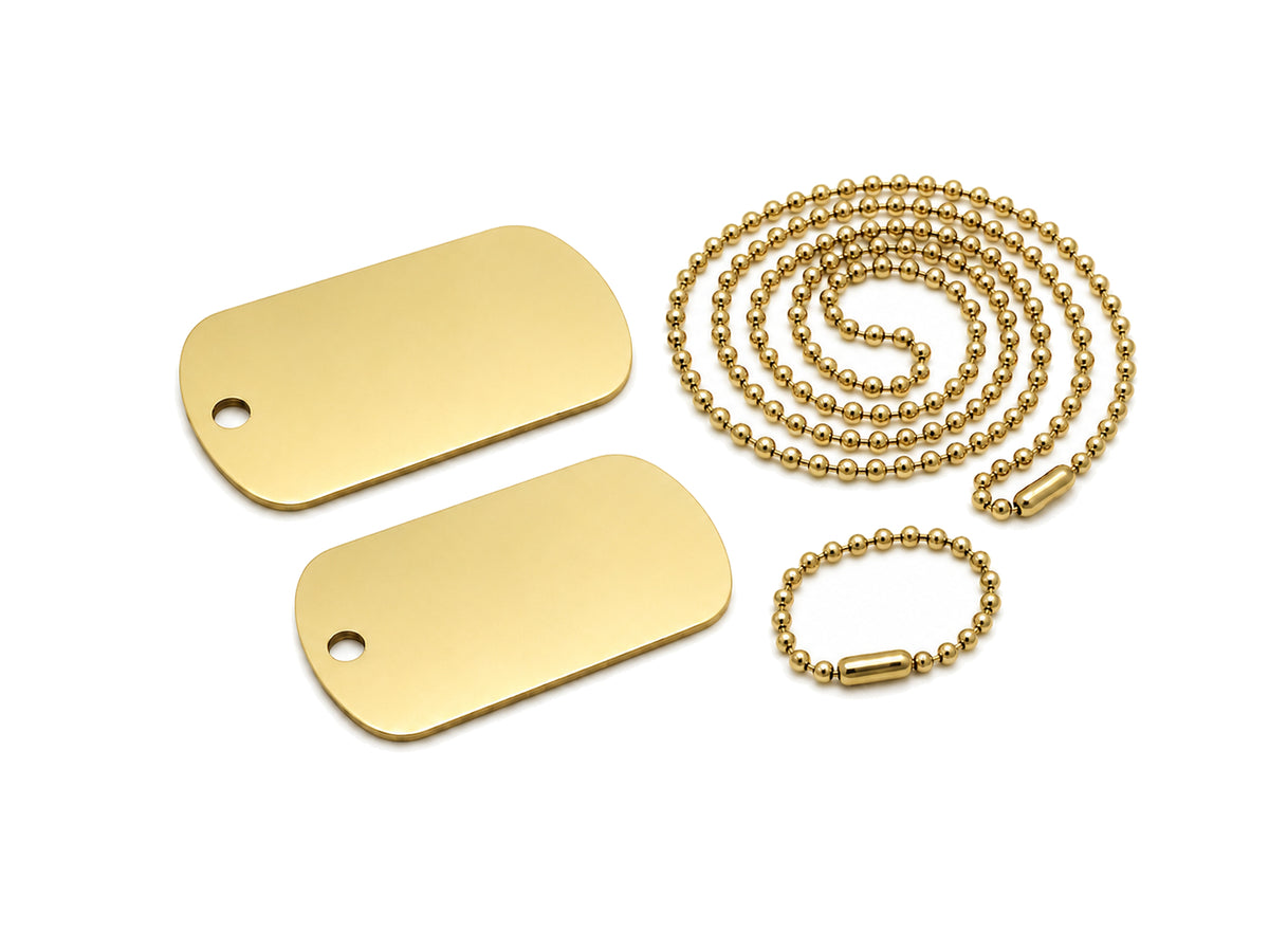 Waragod Dog-Tags ID pločice set s lančićima, zlatni