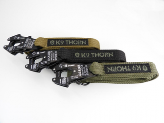 K9 Thorn povodac s dvostrukim držačem i karabinerom kong frog, crni, XL