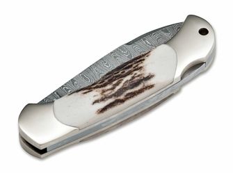 Böker Junior Scout Spearpoint Stag preklopni džepni nož 7 cm, Damask, rogovlje