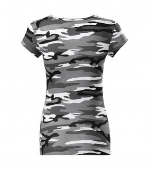 Malfini Camouflage ženska maskirna majica, siva, 150g/m2