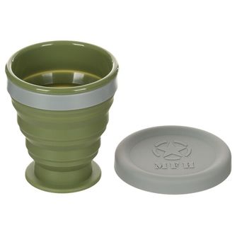 MFH Sklopivi čaša s poklopcem, silikonska, OD zelena, 200 ml