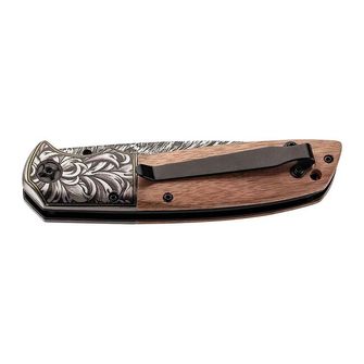 Jednoručni džepni nož Herbertz 10cm, orahovo drvo, reljefni ukrasni motiv
