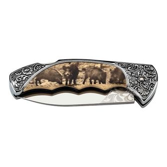 Herbertz džepni nož 8,2cm, plastika s cvjetnim okovom, motiv divlje svinje