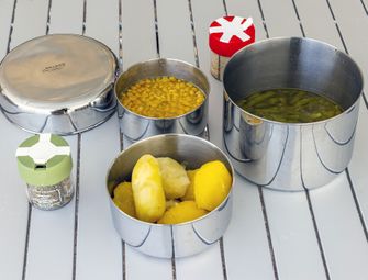 BasicNature Biwak 3 Set za kuhanje od nehrđajućeg čelika za cijelu obitelj