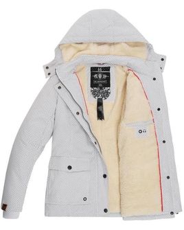 Marikoo KEIKOO ženska zimska jakna s kapuljačom, bijela na točkice
