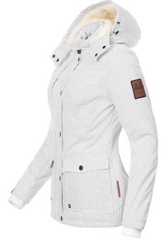 Marikoo KEIKOO ženska zimska jakna s kapuljačom, bijela na točkice