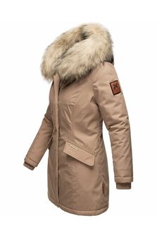 Navahoo Cristal ženska zimska jakna s kapuljačom i krznom, taupe siva