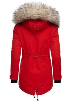 Navahoo LadyLike ženska zimska jakna s kapuljačom i krznom, crvena