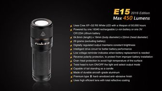 Fenix LED baterija E15 XP-G2, 450 lumena