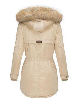Marikoo Grinsekatze ženska zimska jakna s kapuljačom, bež