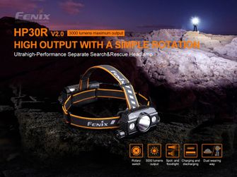 Punjiva LED naglavna svjetiljka Fenix HP30R V2.0 - crna