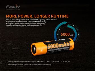 Punjiva baterija Fenix 21700 5000 mAh (Li-Ion)