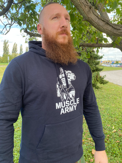 DRAGOWA muška majica s kapuljačom muscle army man, crna 320g/m2