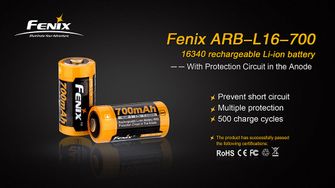 Fenix punjiva baterija RCR123A 700 mAh, Li-Ion