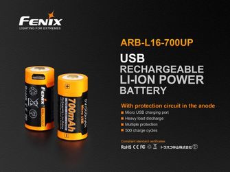 Fenix RCR123A 700 mAh USB Li-Ion (no translation needed)