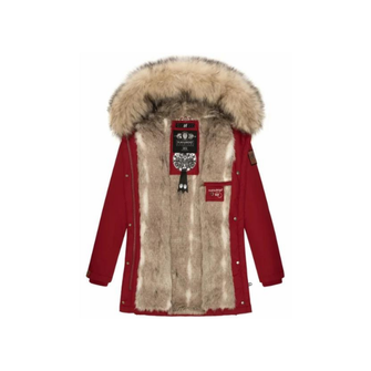 Navahoo Cristal Ženska zimska jakna s kapuljačom i krznom, krvavo crvena