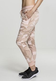 Urban Classics Ženske Camo Terry hlače, rose camo