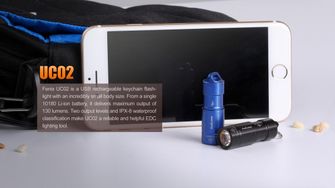 Fenix punjiva mini baterija UC02 crna, 130 lumena