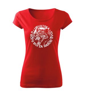 DRAGOWA ženska kratka majica Vuk "u boj u boj za narod svoj" , crvena