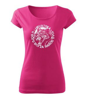 DRAGOWA ženska kratka majica Vuk "u boj u boj za narod svoj" , roza