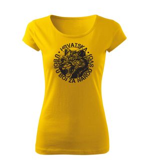 DRAGOWA ženska kratka majica Vuk "u boj u boj za narod svoj", žuta