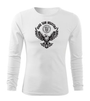 DRAGOWA Fit-T majica dugih rukava orao "Iznad svih Hrvatska", Bijela