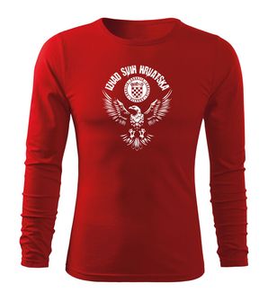 DRAGOWA Fit-T majica dugih rukava orao "Iznad svih Hrvatska", crvena