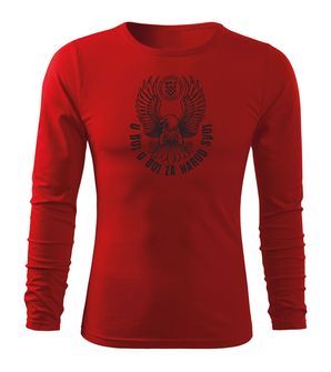 DRAGOWA Fit-T majica dugih rukava orao "u boj u boj za narod svoj", crvena