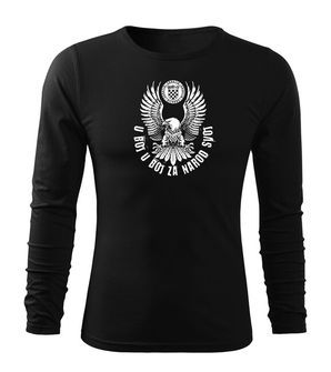 DRAGOWA Fit-T majica dugih rukava orao "u boj u boj za narod svoj", crna