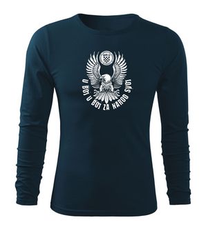 DRAGOWA Fit-T majica dugih rukava orao "u boj u boj za narod svoj", tamnoplava