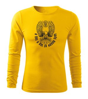 DRAGOWA Fit-T majica dugih rukava orao "u boj u boj za narod svoj", žuta