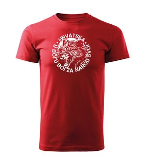 DRAGOWA kratka majica punisher, crna Vuk "u boj u boj za narod svoj", crvena