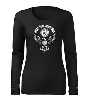 DRAGOWA Slim ženska majica dugih rukava orao "Iznad svih Hrvatska", crna