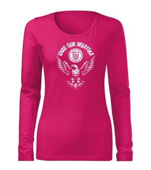 DRAGOWA Slim ženska majica dugih rukava orao "Iznad svih Hrvatska", roza