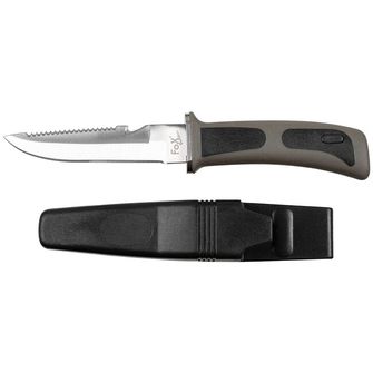 Fox Outdoor Ronilački nož, crni, gumena ručka, s futrolom