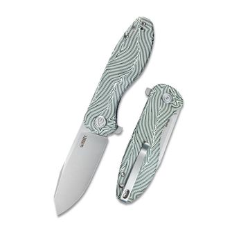 KUBEY Master Chief Green & White Damascus sklopivi nož. G10