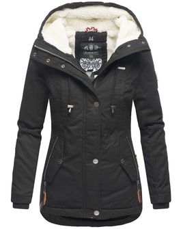 Marikoo BIKOO Ženska zimska jakna s kapuljačom, crna