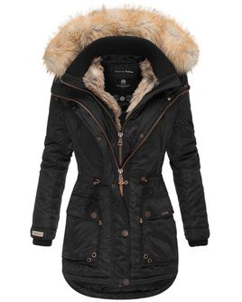 Marikoo Grinsekatze ženska zimska jakna s kapuco, crna